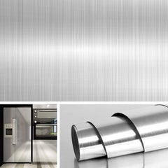 Livelynine 197x24 Inches Extra Wide Stainless Steel Contact Paper Silver Peel and Stick Wallpaper for Kitchen Adhesive Nickel Appliances Stove Cover